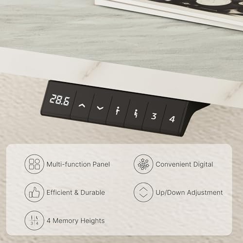 FLEXISPOT EN2 Whole-Piece Standing Desk with Clamp Power Strip, 55 x 28” Electric Stand Up Height Adjustable Desk with Cable Management (Black Frame + 55