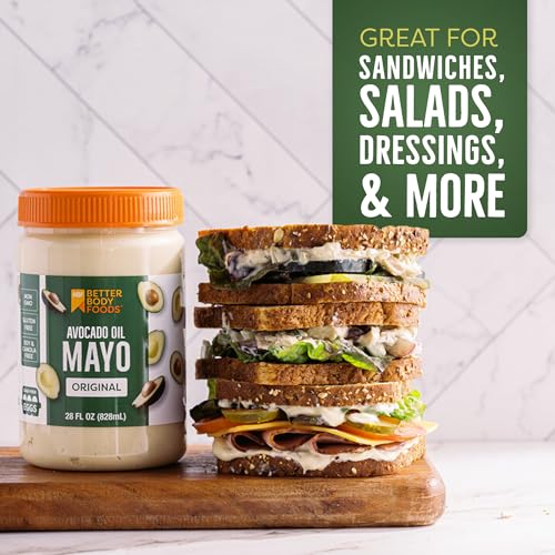 BetterBody Foods Avocado Oil Mayonnaise, Non-GMO Mayo Spread Made with Cage-Free Eggs, Paleo (28 Ounces) (Pack of 2)