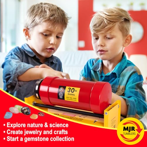 MJR Tumblers Single Barrel Rock Tumbler - Rock Polisher Machine, Tumbling Equipment for Stone, Glass, and Metal Collection, Polishing Tool for Adults & Kids, 40 lb