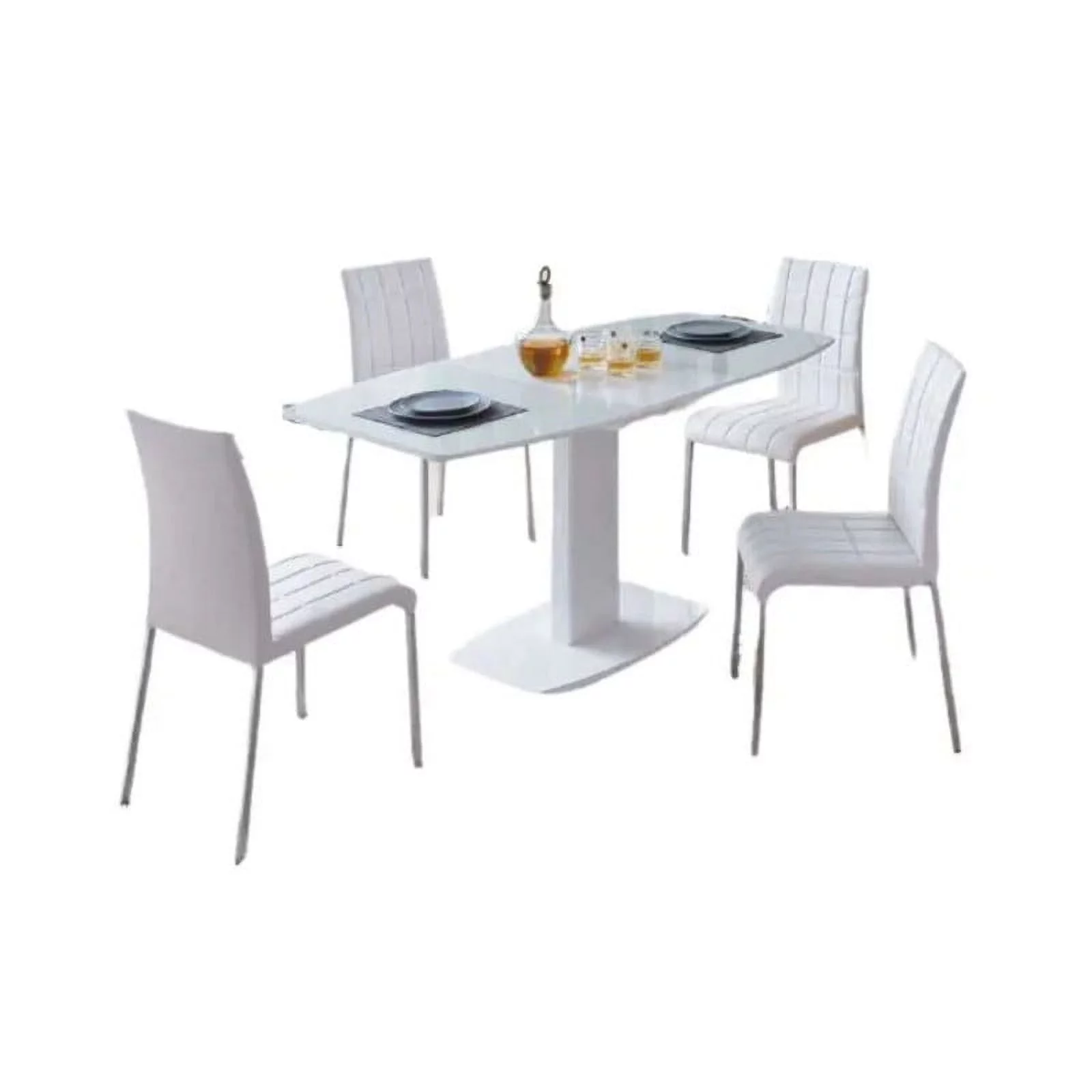 2396 Dining Table with 3450 Chair Dining Set, White, 7-Piece