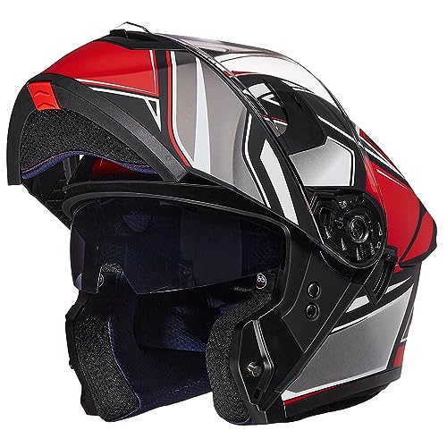 ILM Adult Motorcycle Helmet Dual Visor Flip up Modular Full Face Helmet DOT Model WS206