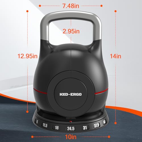 7-in-1 Adjustable Kettlebell, Quick-Adjust Kettlebell for Strength Training, 5-44 LBS Adjustable Weights for Home Gym