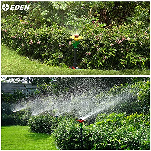 Eden 98063 Multi-Adjustable Flex Design Above Ground Irrigation Garden Sprinkler System, Sprinkler & Hose, DIY Plant Watering Set