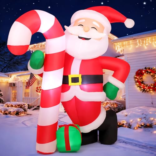 GOOSH 8.3 FT Gaint Christmas Inflatable Santa Claus with Candy Outdoor Decor,Blow Up Xmas Decorations for Yard, Built-in LED Light for Gardern Lawn Indoor Winter Holiday