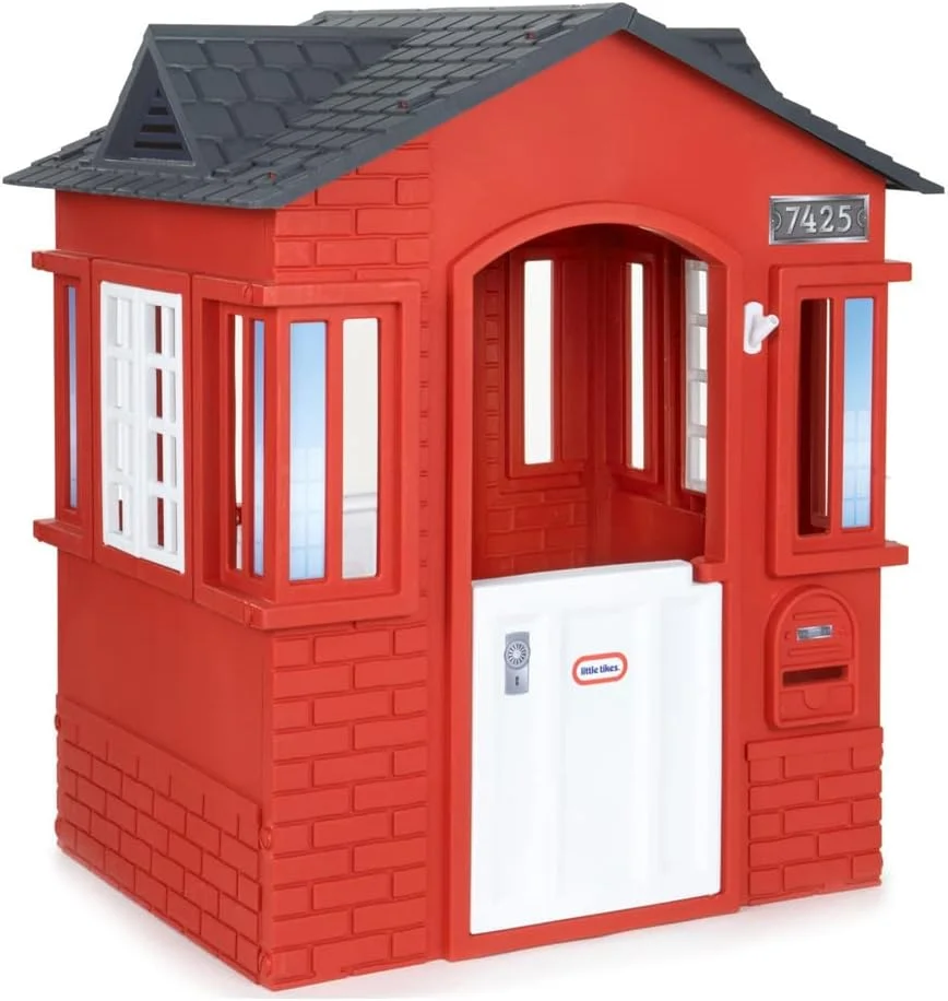 Little Tikes Cape Cottage House, Red with Working Door, Window Shutters, Flag Holder | Easy Installation Process Kids 2-6 Years Old