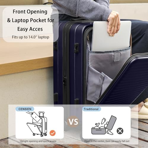 Expandable Carry On Luggage Durable Hardside Lightweight Rolling Suitcases with Spinner Wheels TSA Lock, (Black, 20-Inch)