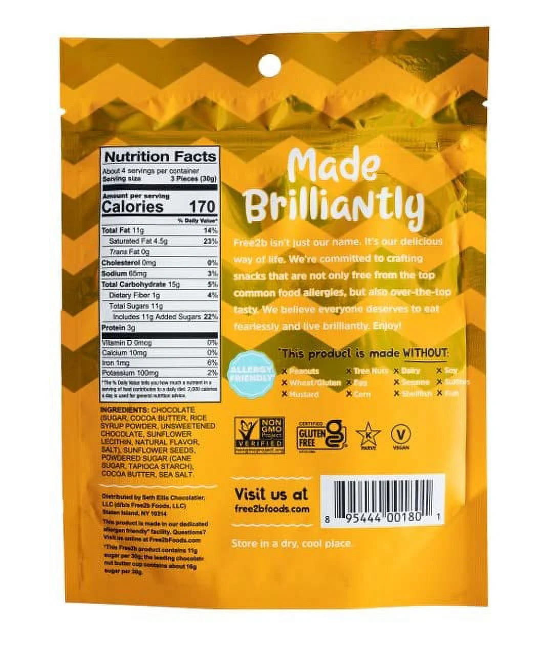 Free2b Foods Chocolate Sun Cups Minis Gluten-Free, Dairy-Free, Nut-Free and Soy-Free - 4.2 Oz. (Pack of 6)