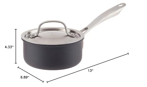 Cuisinart GG19-14 GreenGourmet Hard-Anodized Nonstick 1-Quart Saucepan with Cover, Black/Stainless