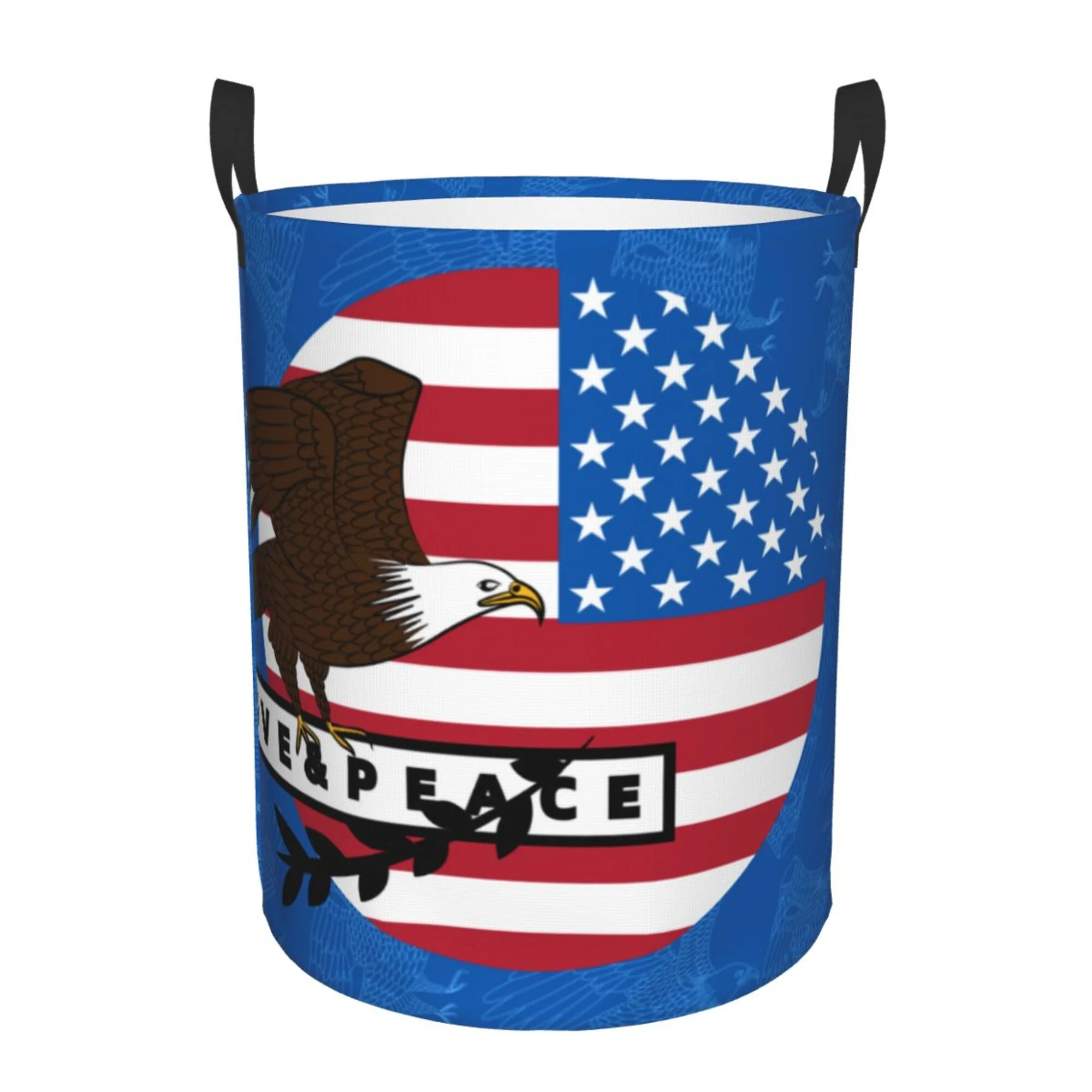 ZICANCN Laundry Basket Organizer, Blue American Flag Collapsible Hamper for Bathroom Bedroom Laundry Room, Medium Size