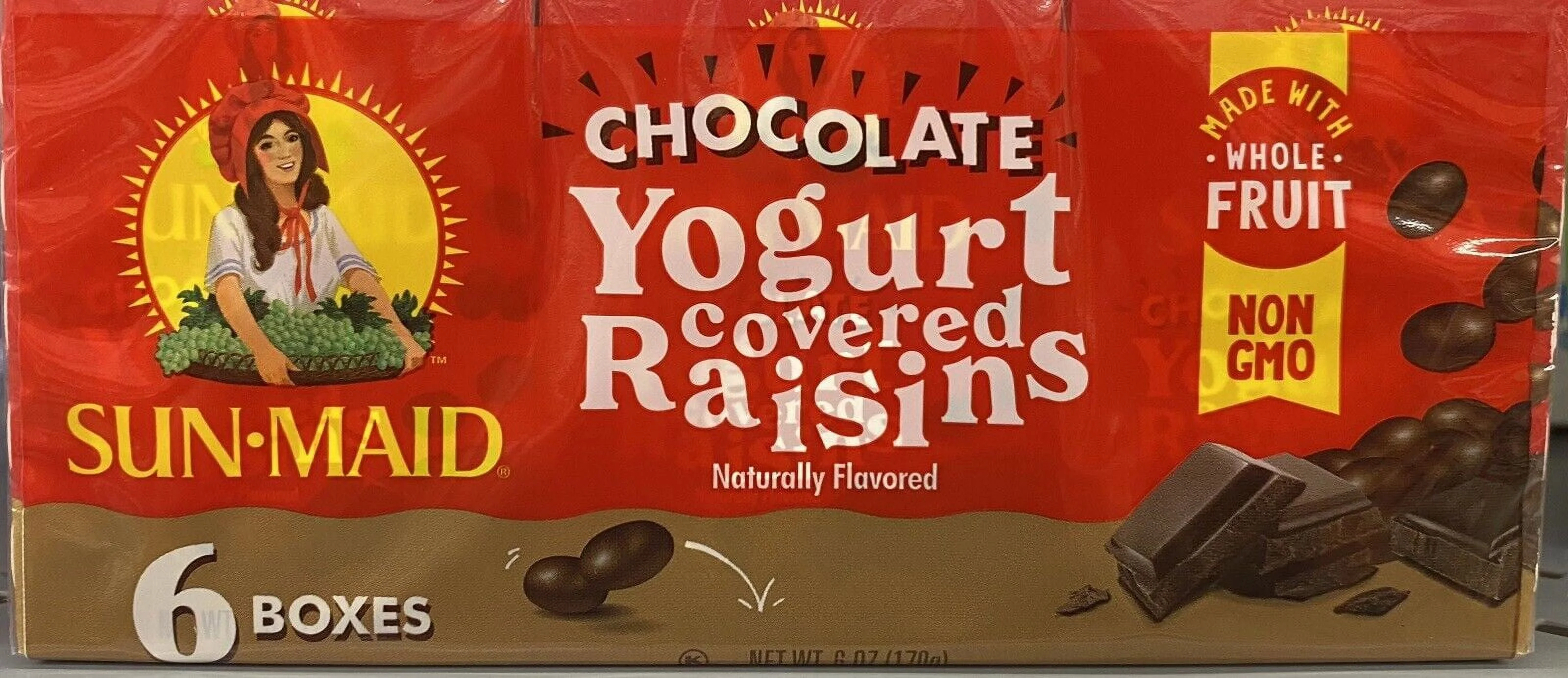 5x Sun-Maid CHOCOLATE YOGURT Covered California Raisins Sun Dried 6 Pks 30 BOXES