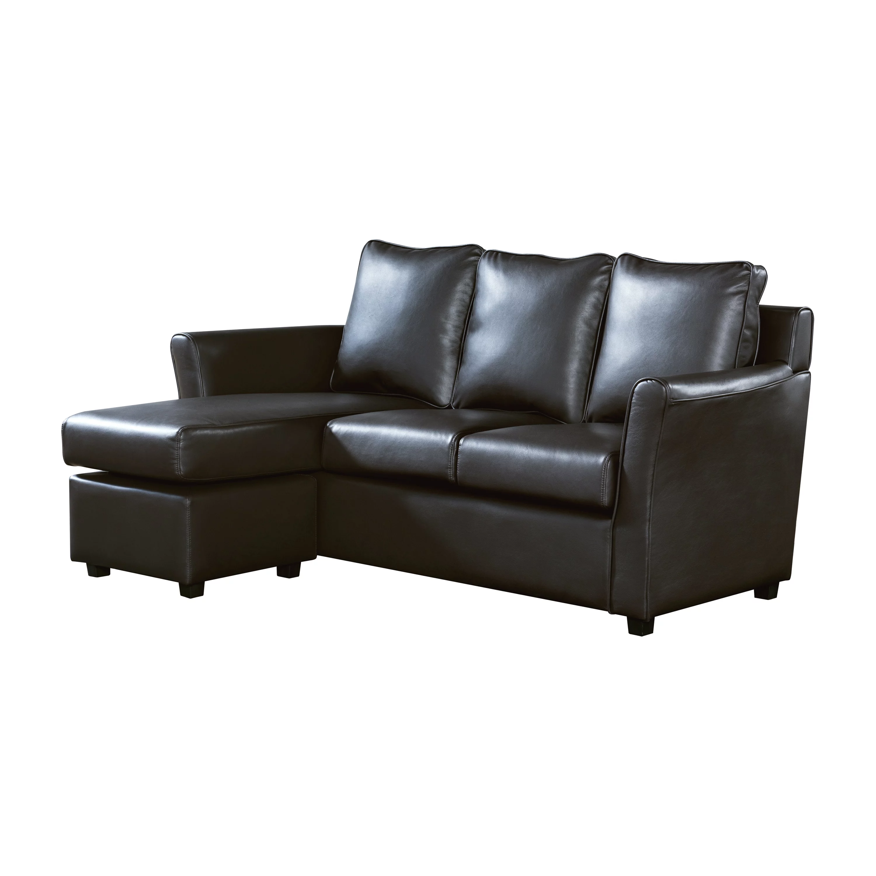 Furniture of America Sula Transitional Sectional Sofa in Dark Gray Faux Leather