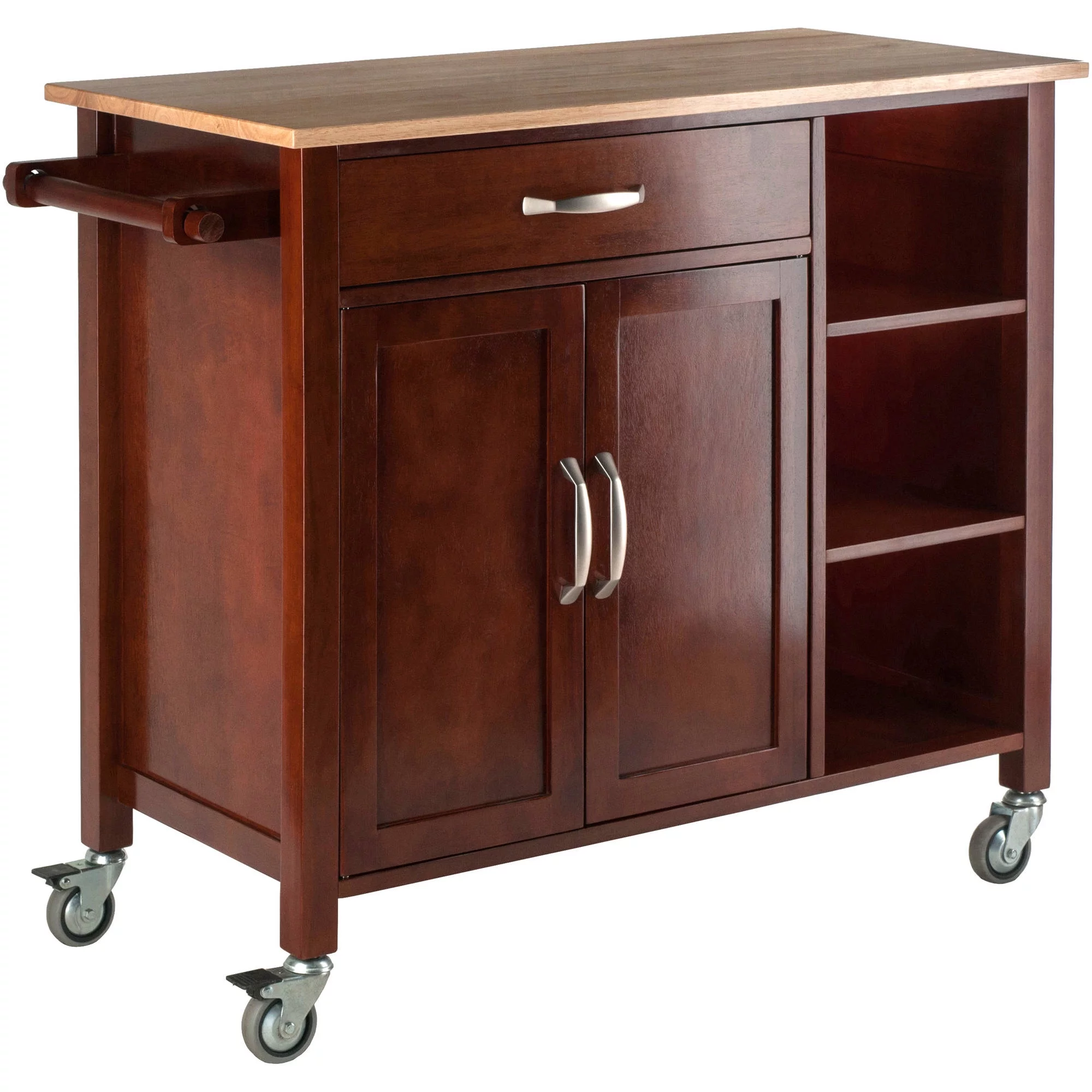 Winsome Wood Mabel Kitchen Utility Cart, Two-Tone, Natural & Walnut Finish