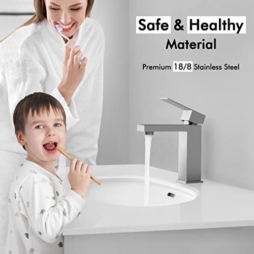 KES Vessel Sink Faucet, Black Bathroom Faucets, Tall Bathroom Faucets with Sink Drain with Overflow, L3156BLFF12-BK-C1