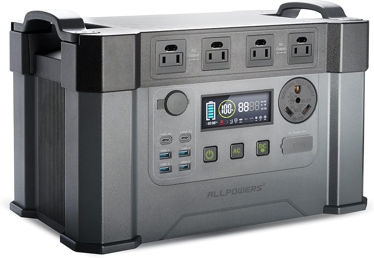 ALLPOWERS Portable Power Station Monster X 2000W (Peak 4000W) Solar Generator MPPT 1500Wh Backup Battery with 4 AC Outlets Emergency Power for Electric Vehicle Camping Off-Grid RV