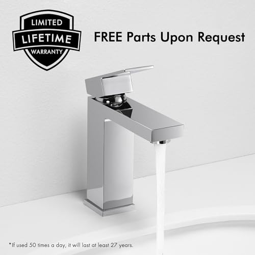 KES Vessel Sink Faucet, Black Bathroom Faucets, Tall Bathroom Faucets with Sink Drain with Overflow, L3156BLFF12-BK-C1