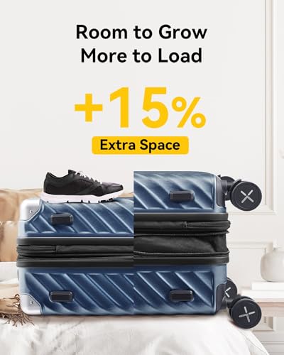 LUGGEX Luggage with Spinner Wheels, Polycarbonate Expandable Hard Shell Suitcase, Carry On 20 Inch, Charcoal Metallic