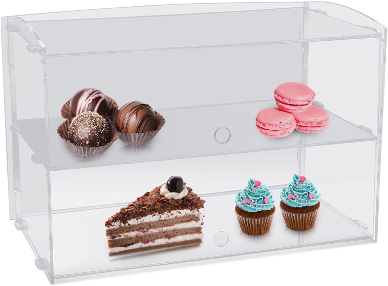 2 Tier Commercial Countertop Bakery Display Case, Acrylic Clear Pastry Display Case, Bread Bakery Display Case for Bread, Cookie Cupcake