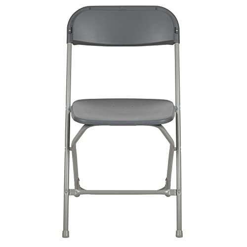 EMMA + OLIVER Set of 2 Plastic Folding Chairs - 650 LB Weight Capacity Lightweight Stackable Folding Chair in White