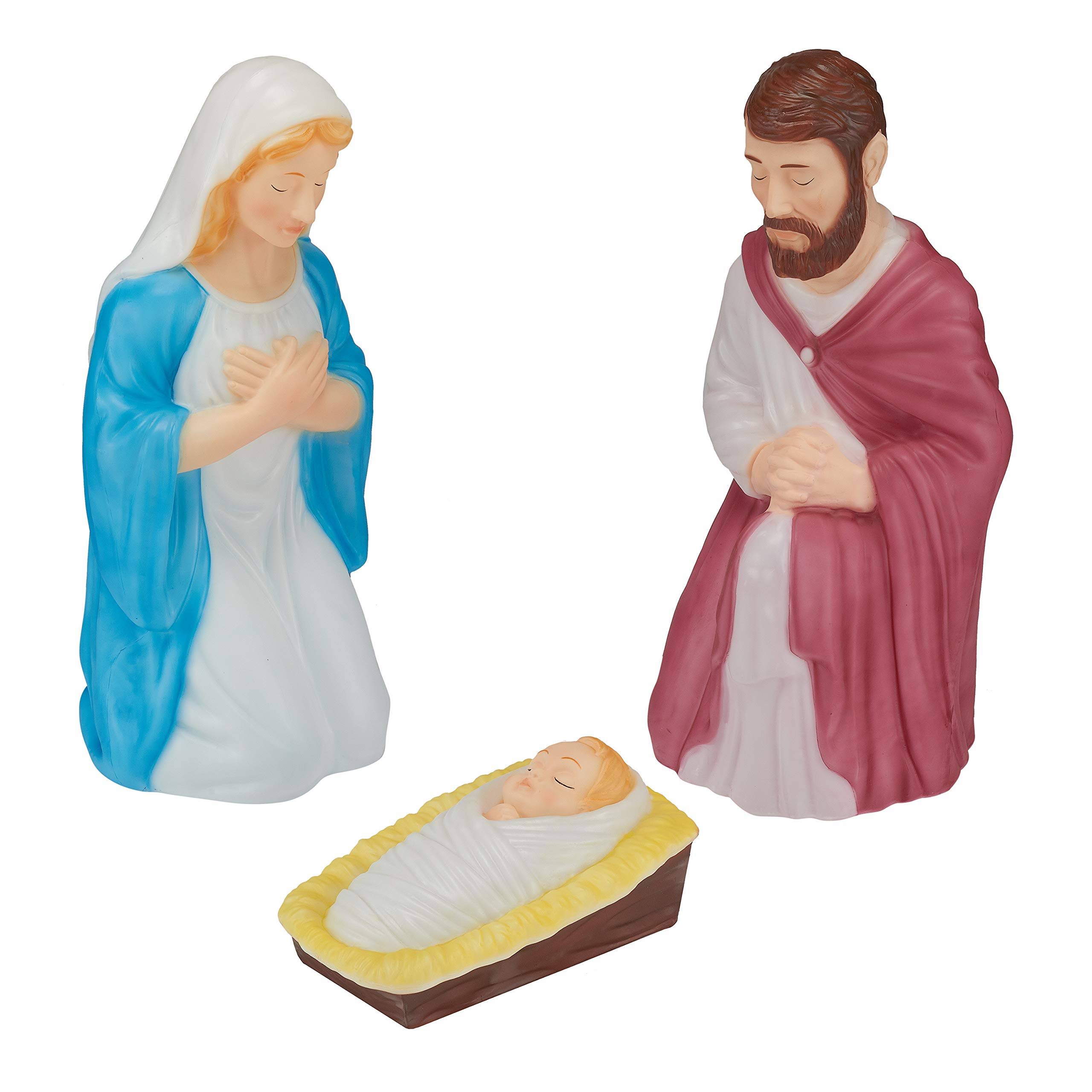 Blow Mold 3 Piece Outdoor Nativity Scene Holy Family Christmas Holiday *Read*