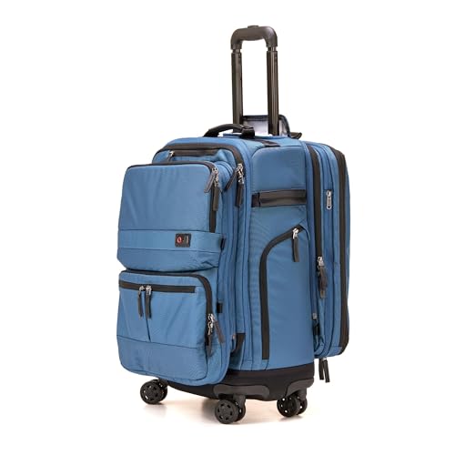 Trilogy Modular System I Modular 4-wheel spinner carry-on, with two zip-off bags! All 3 are Expandable! You get 3 bags in 1! Mix and match; take apart to fit crowded airplane spaces (Blue)