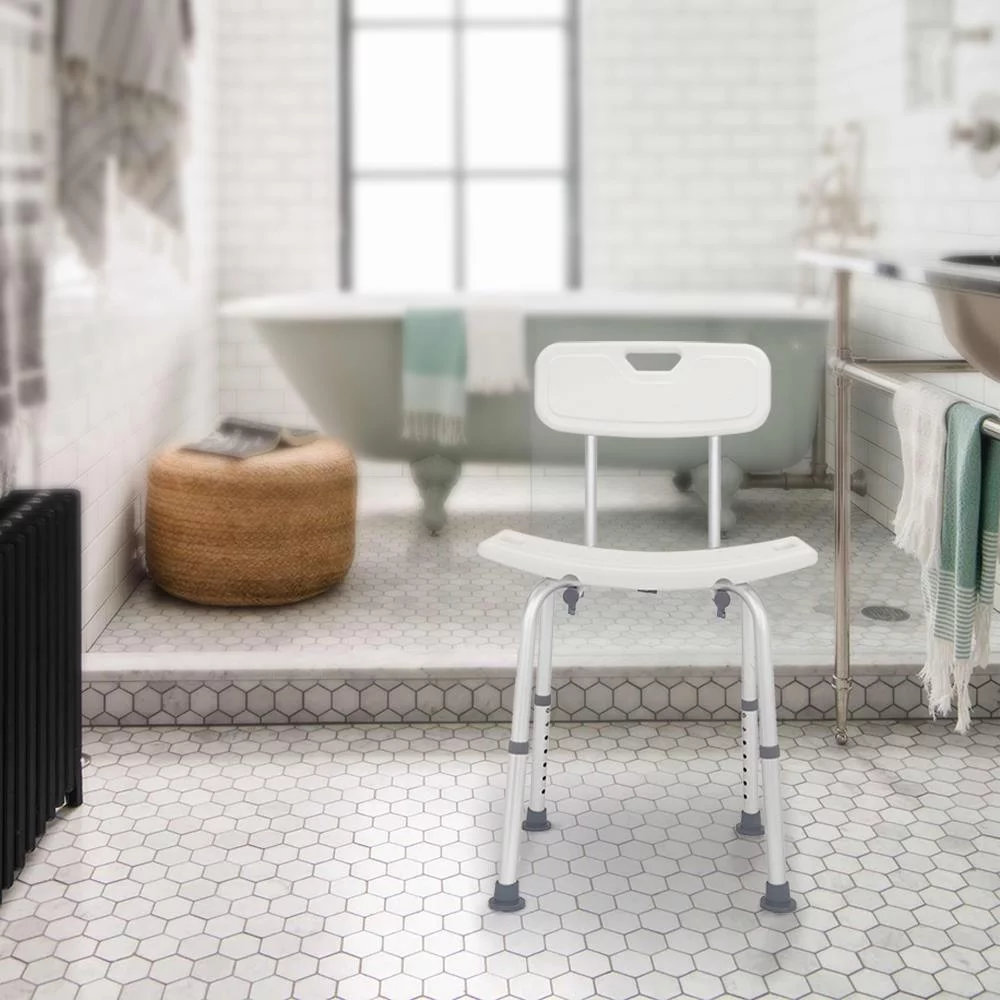 Zimtown Tool-Free Assembly Spa Bath Adjustable Shower Chair Seat Bench with Removable Back