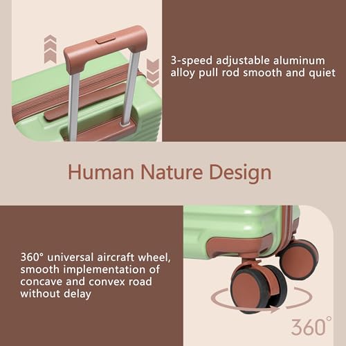 20-Inch Carry on Luggage,Carry-on Suitcase with Spinner Wheels and TSA Lock, 22x14x9 Airline Approved,Hardside Lightweight Travel Carry-on Luggage,Small Rolling Luggage (Beige, 20 Inch)