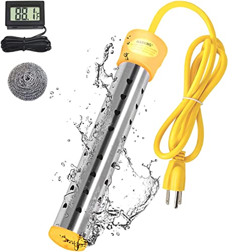 Immersion Water Heater,with 304 Stainless Steel Cover Intelligent Temperature Control and UL Certification Portable Bucket Heater Heat 5 Gallons of Water in Minutes