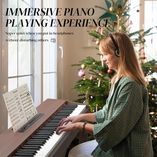 Ktaxon Digital Piano 88-Key Weighted Action Electric Piano with 3-Pedal Unit, Double Bluetooth, Split/Touch/Transpose Control Functions(Black)