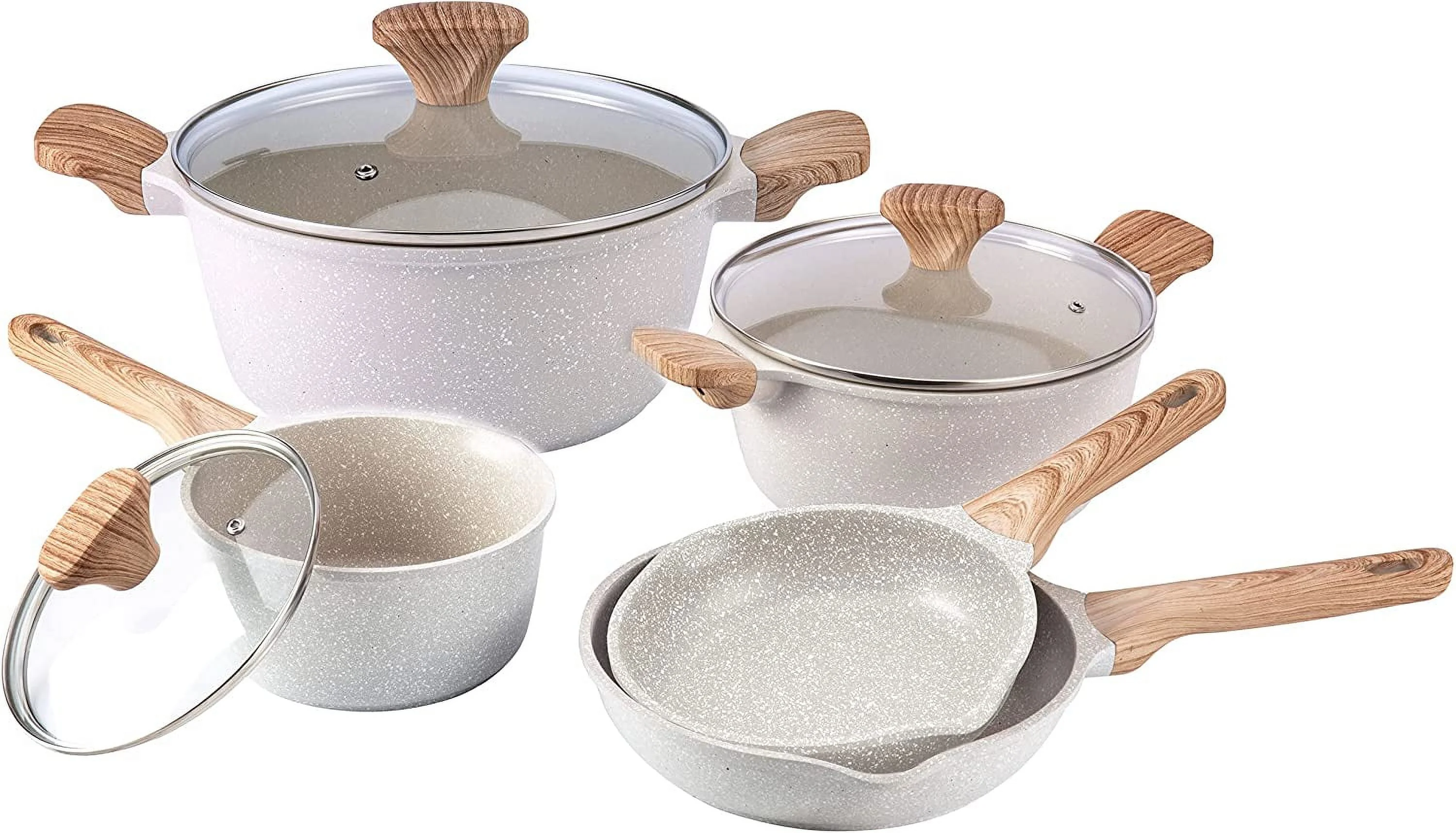 Country Kitchen Nonstick Induction Cookware Sets, 8 Piece Aluminum Pots and Pans