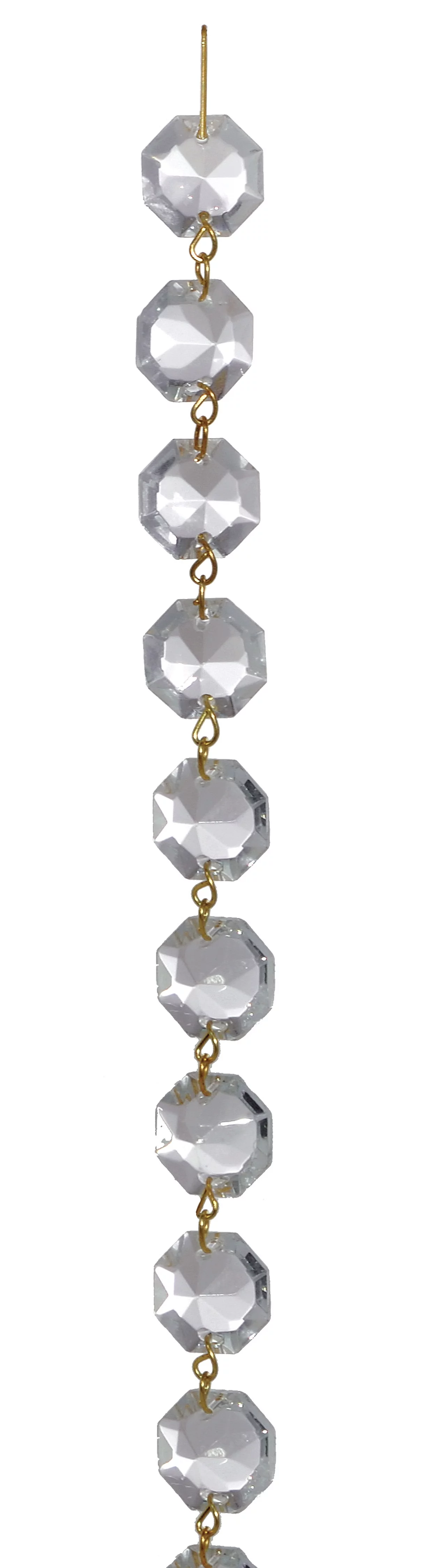 B&P Lamp® 39 Inch Crystal Jewel Chain - 16MM, Nickel Pins