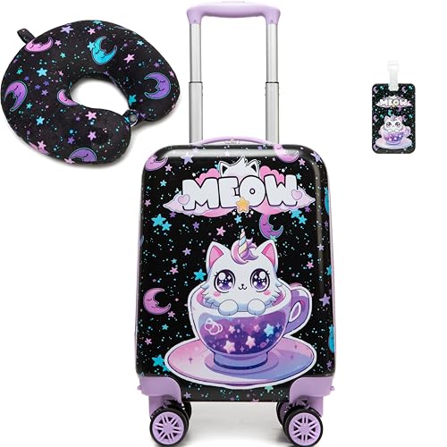 Kid’s Luggage Set 2 Piece Suitcase Set 16’’ Hardside Luggage with Spinner Wheels Girls Boys Carry on Toddler Luggage Travel Rolling Luggage Carry on Luggage Airline Approved Football