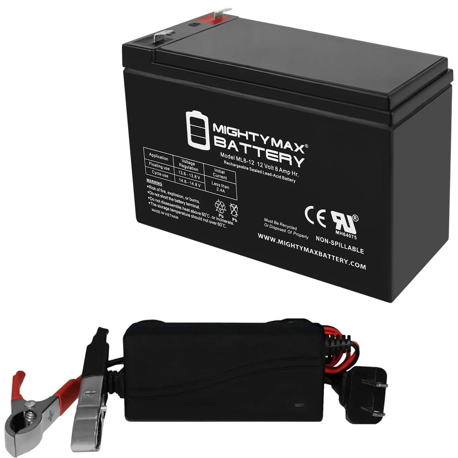 12V 8AH Replaces National Power Corporation GT026P4 + 12V 1Amp Charge