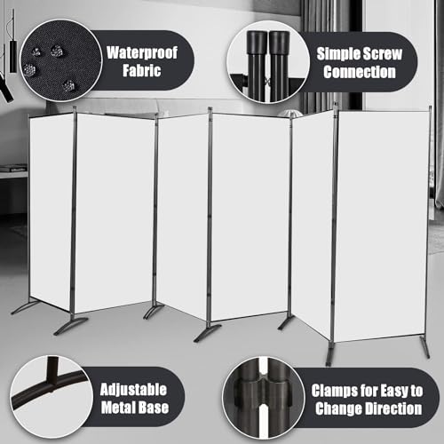 Room Divider-6 Panels Black Folding Privacy Screens, 6 ft Partition Room Dividers Wall for Separation, Home, Office, Classroom, Studio