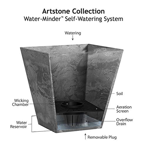 Novelty Ella Low Square Planter, 12-Inch, Black