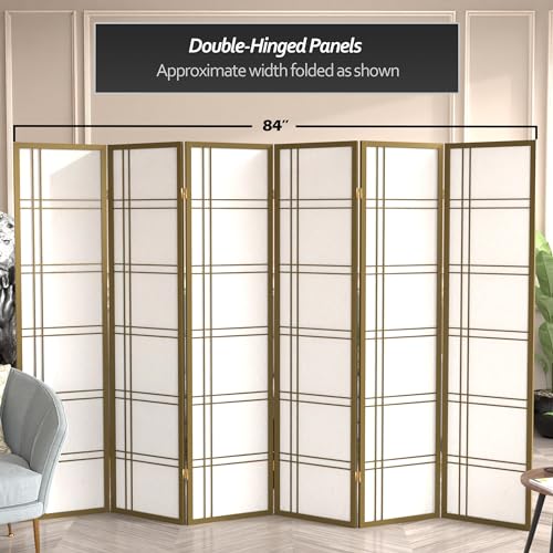 Red Lantern 6 ft. Tall Double Cross Shoji Screen-Grey-3 Panels Room Divider