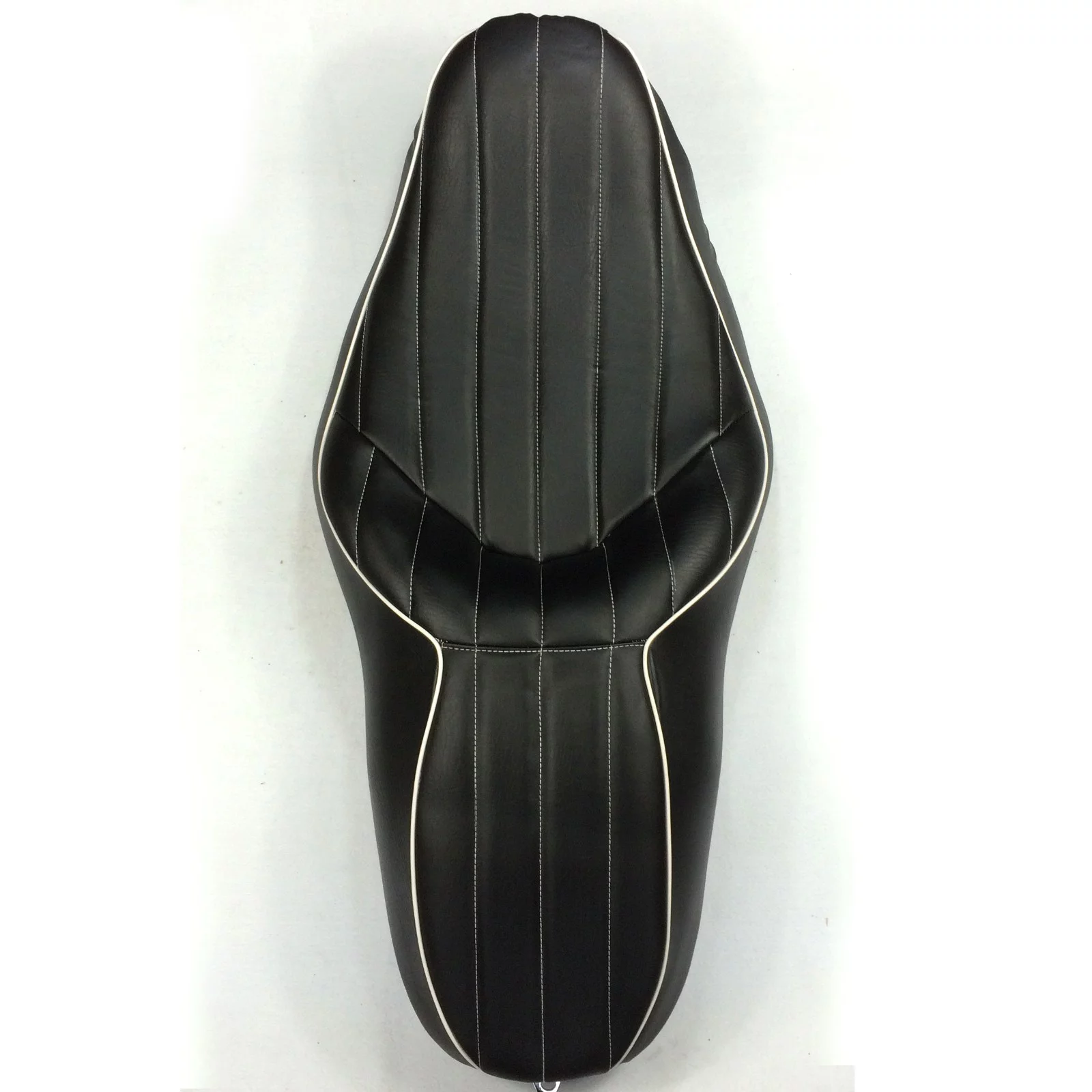 HTT Motorcycle Black Custom Driver Passenger 2-up Vertical Stripes Style Leather Seat For 2007 2008 2009 2010 2011 2012 2013 2014 2015 Harley Davidson FLHR- Road King FLHX- Street Glide