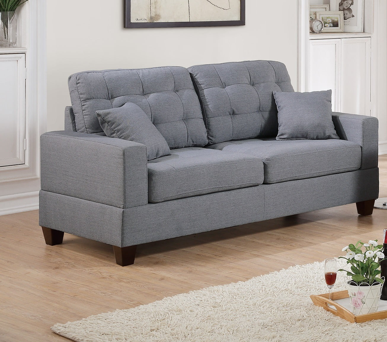 Tufted 2pc Sofa Set with Pillows - Elevate Your Living Space