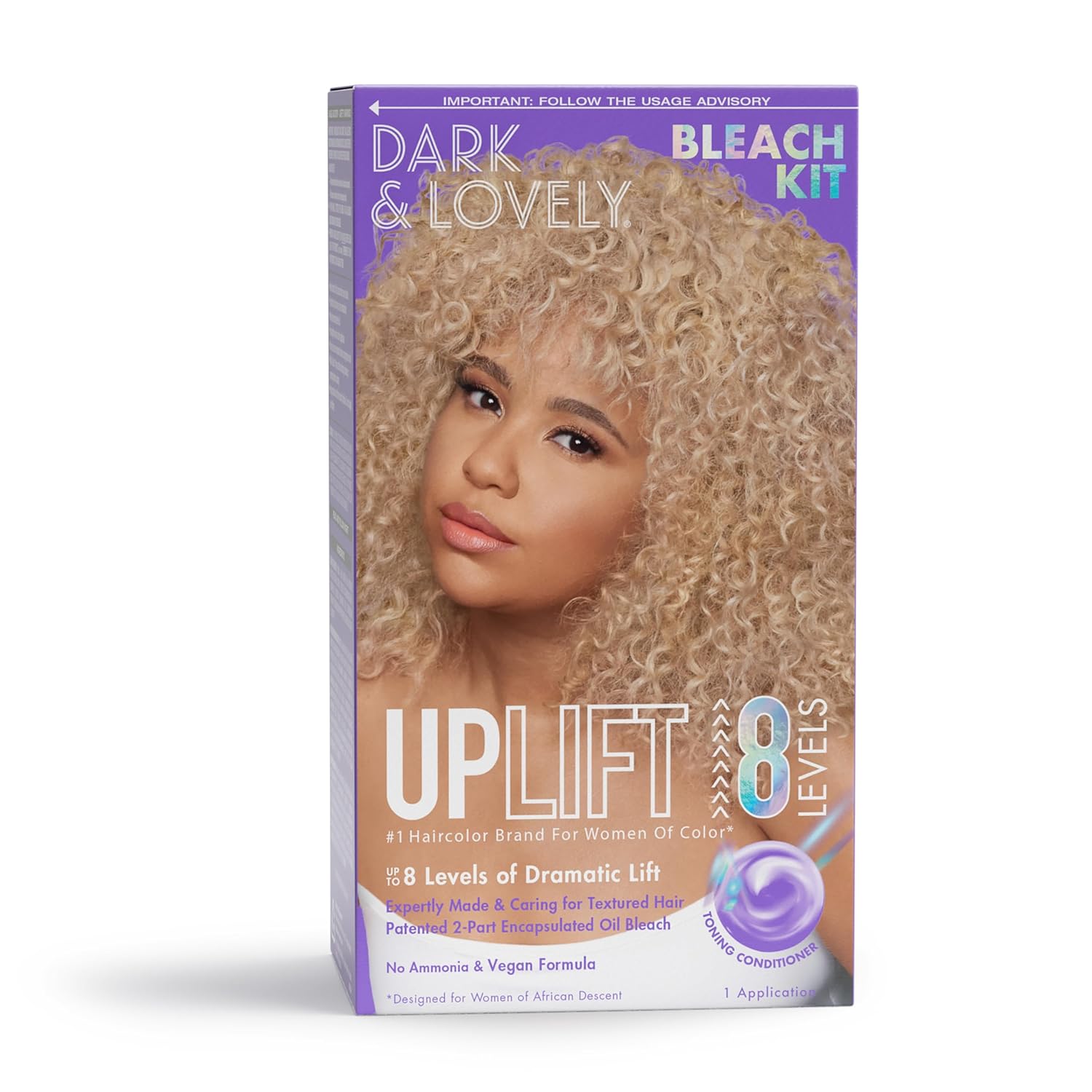 SoftSheen-Carson Interbeauty Dark and Lovely® Uplift Hair Bleaching Kit for Dark Hair, Bleach Blonde Hair Dye Kit includes Hair Bleach Powder, Cream Developer and Hair Toner Bleach Blonde 1 kit