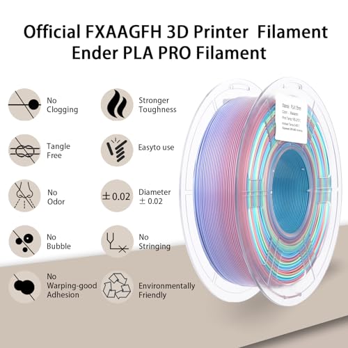 Rainbow 3D PLA Printer Filament 1.75 mm, Matte 3 D PLA Printing Print Filament +/-0.03mm, 1kg/2.2lbs