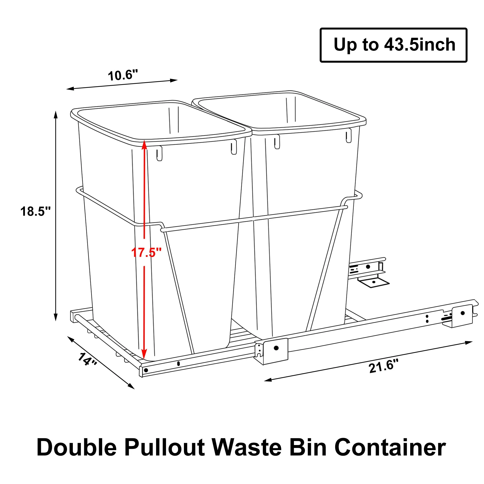 HomGarden Dual 35Qt Pullout Trash Garbage Can, 8.7Gal Capacity Under Kitchen Cabinet