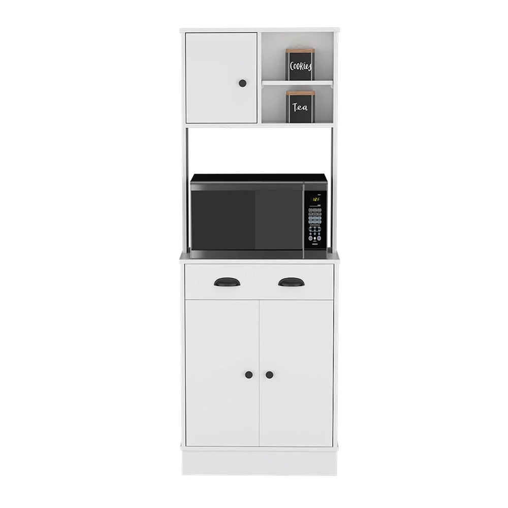 Treevol Furniture, Microwave Storage Stand with 3-Doors and Drawer Arlington, White Finish