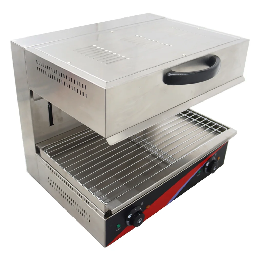 INTBUYING Electric Lift-Up Salamander Surface Stove Grill Barbecue Oven Cheese Melter Stainless Steel Kitchen Equipment 220V