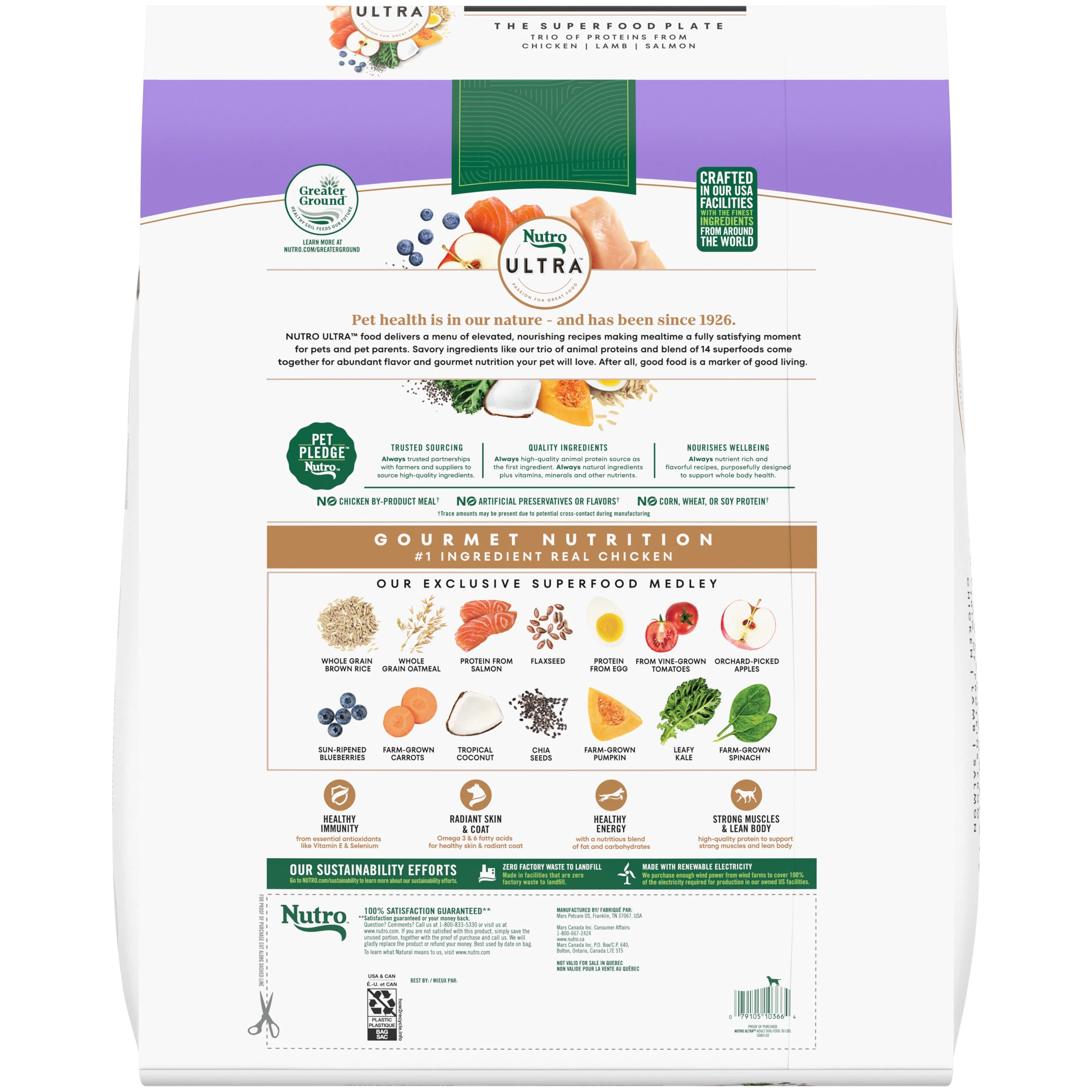 Nutro Ultra Adult Dry Dog Food With A Trio Of Proteins From Chicken, Lamb And Salmon, 30 Lb. Bag