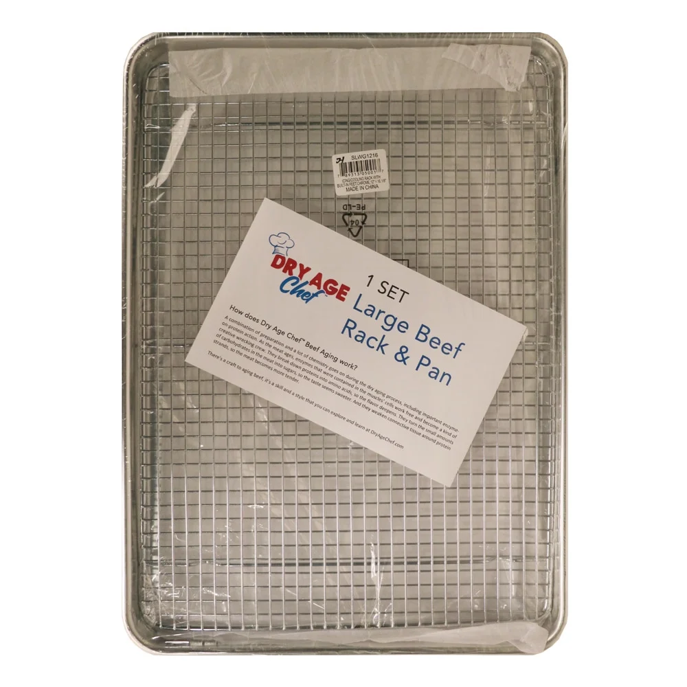 Large Beef Rack, Dry Aging Pan, Fridge Thermometer, and instructions by Dry Age Chef - Perfect for Dry Aging Steak at Home!