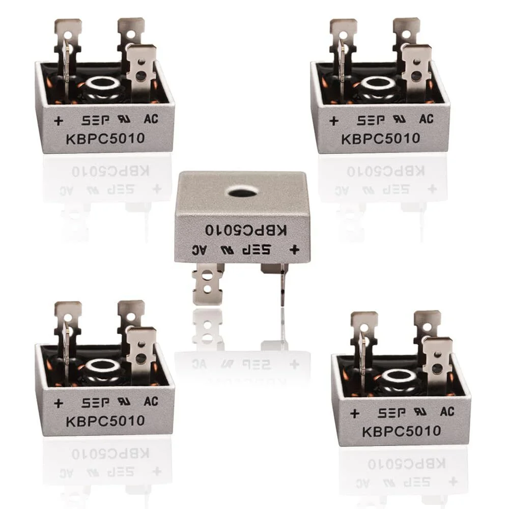5/10Pcs 1000V 50A Metal Case Single Phase Diode Bridge Rectifier KBPC5010