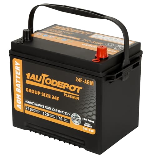 BCI Group 24F Car Battery, 12V 70Ah Automotive Battery Premium Maintenance Free AGM Batteries, 710CCA, 120RC, 36 Months Warranty
