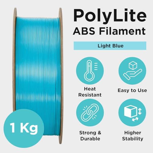 Polymaker ABS Filament 1.75mm Black, ABS 3D Printer Filament 1.75mm Heat Resistant 1kg - PolyLite ABS 3D Printing Filament 1.75mm, Strong & Durable, Dimensional Accuracy +/- 0.03mm