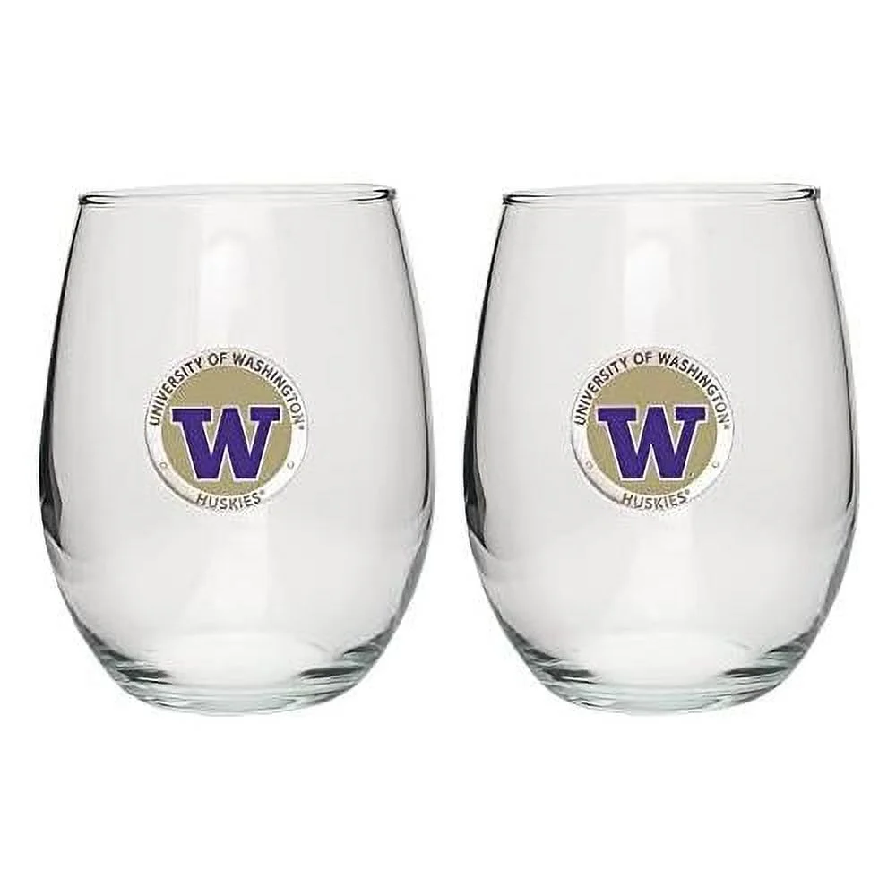 Washington Stemless Glass Goblets – Set Of 2 | 15 OZ Goblet Wine Glasses | Expertly Crafted Pewter Glass