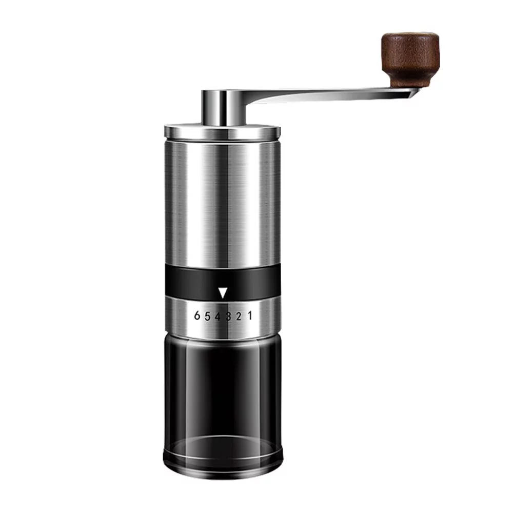 Handmade Spice with Ceramic Burrs Espresso Manual Coffee Grinder Stainless Steel 6/8 Gears Adjustable Coffee Bean Mill 6 GEARS
