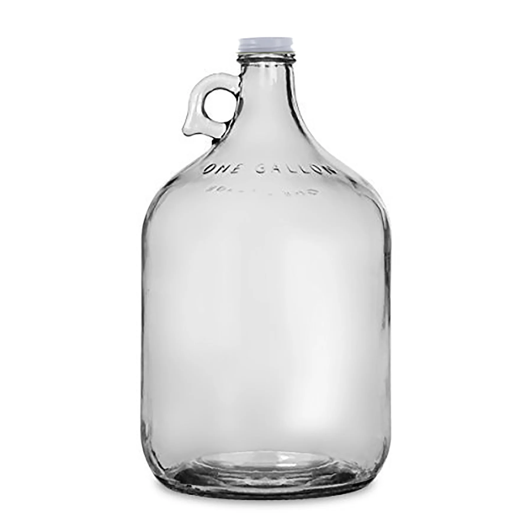One Gallon Glass Jug with 38mm WHITE Metal Screw Cap (Set of 16)
